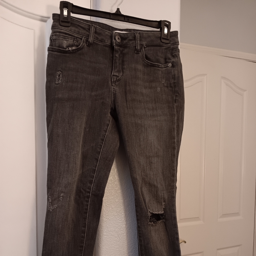 Distressed Gray Straight Leg Jeans